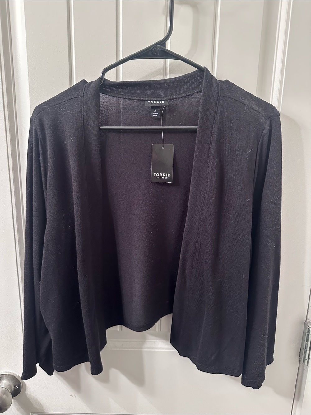 torrid Black Open-Front Draped Cropped Cardigan